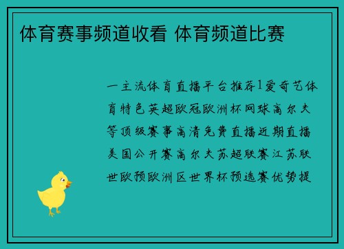 体育赛事频道收看 体育频道比赛